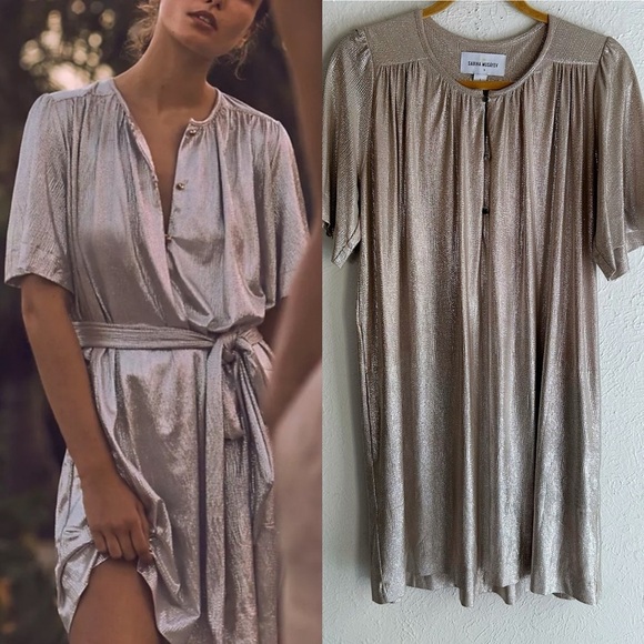 Sabina Musayev x Anthropologie Shimmer Metallic Mini Dress Size Small - Picture 1 of 6